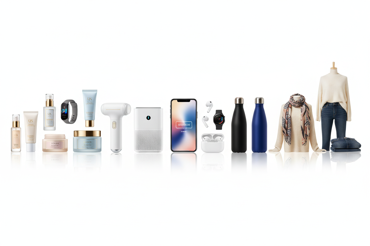 beuty and helath care electronics gadgets waterbottles clothing store