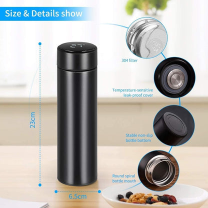 Smart Temp Display Stainless Steel Water Bottle – Leak Proof Vacuum Flask (HD LCD Touch)