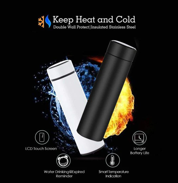 Smart Temp Display Stainless Steel Water Bottle – Leak Proof Vacuum Flask (HD LCD Touch)