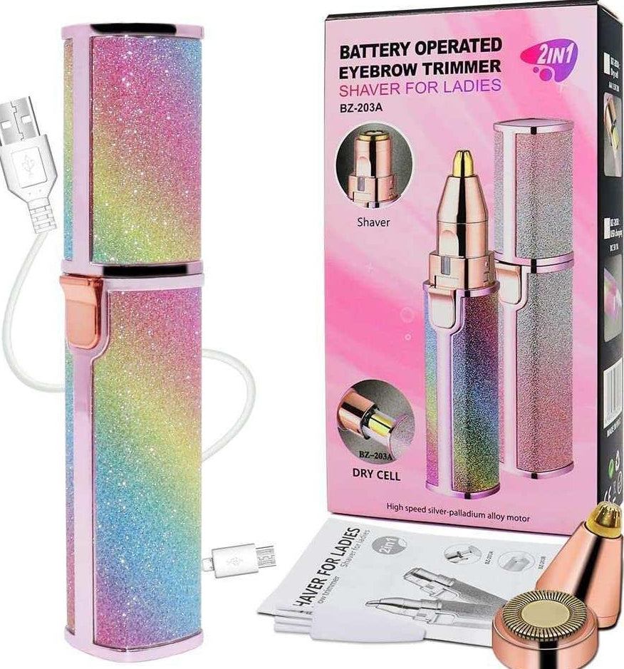 Rechargeable Women's Eyebrows Hair Trimmer with Detachable Head and Rotary Blade