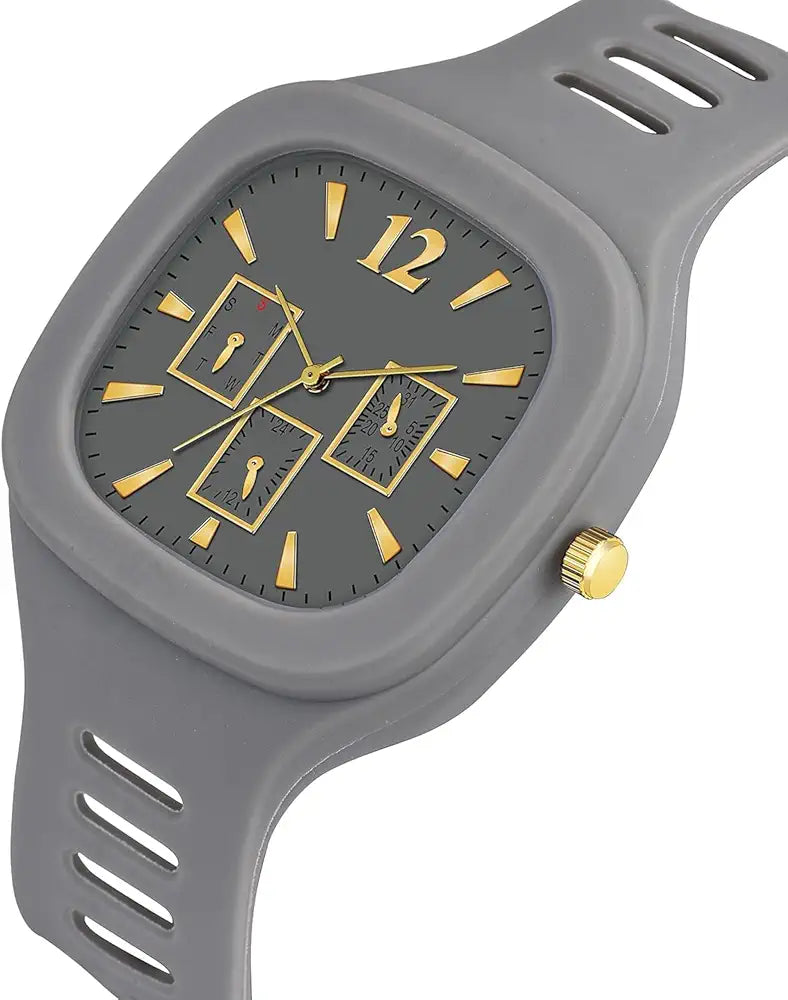 Trendy Designer Analog Watch Square Dial Silicon Strap & Matching Bracelet 