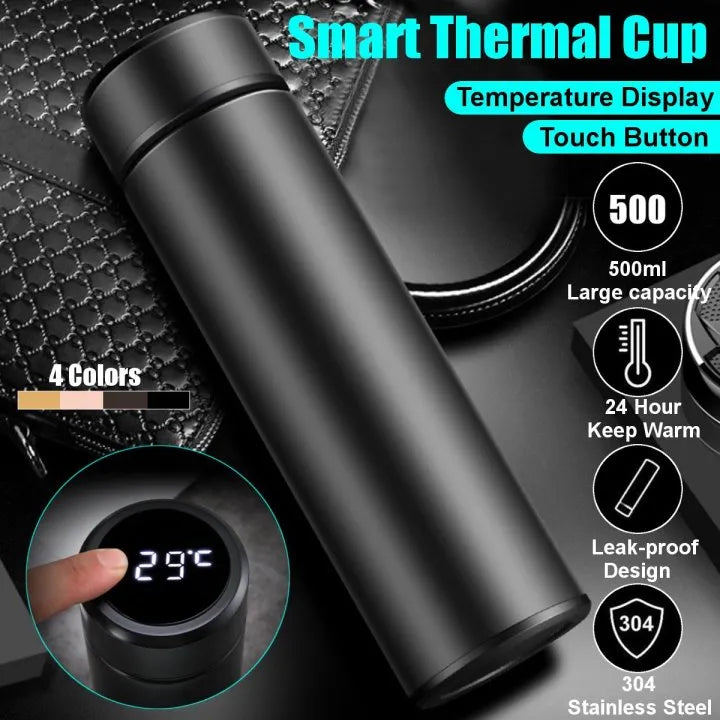 Smart Temp Display Stainless Steel Water Bottle – Leak Proof Vacuum Flask (HD LCD Touch)