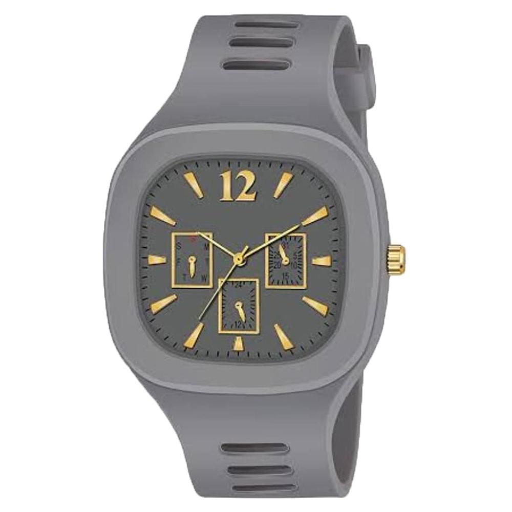 Trendy Designer Analog Watch Square Dial Silicon Strap & Matching Bracelet 